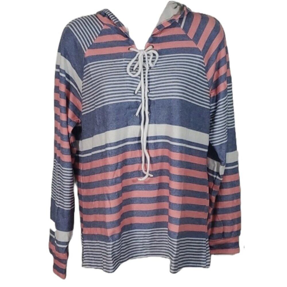 Revolve Michael Lauren Carson Lace Up Striped Lounge Hoodie SZ XS